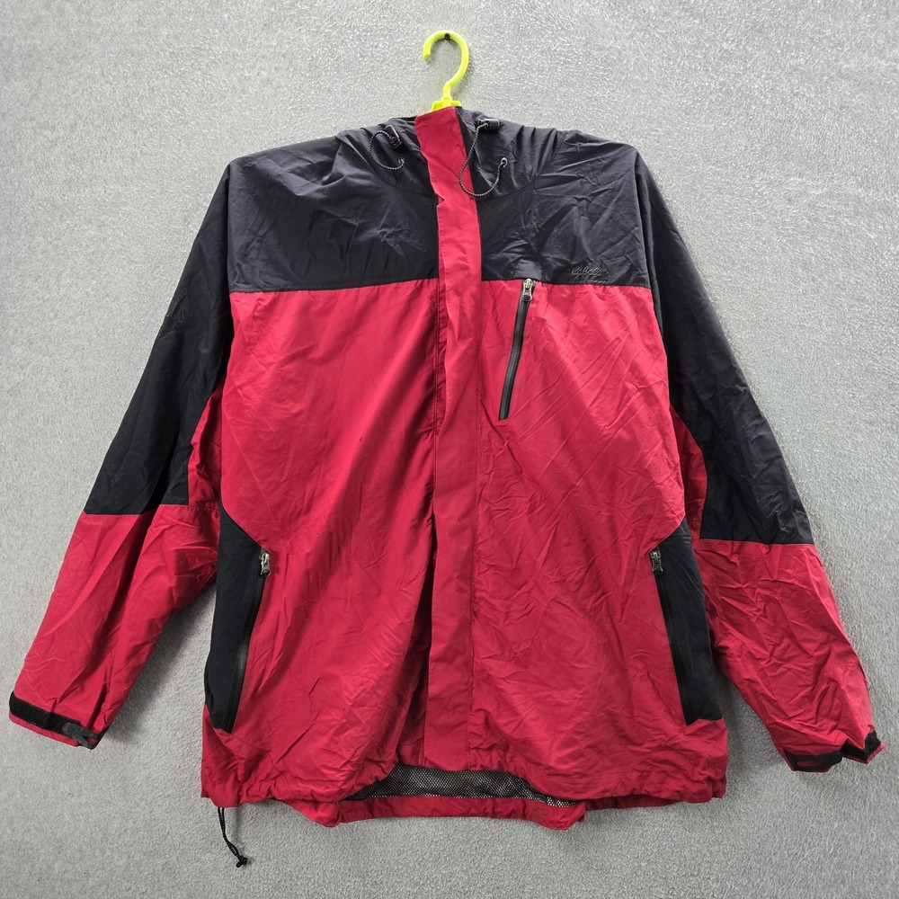 Cabela's Men Jacket 3XL Red Nylon Colorblock Dry-Plus Rain Hooded